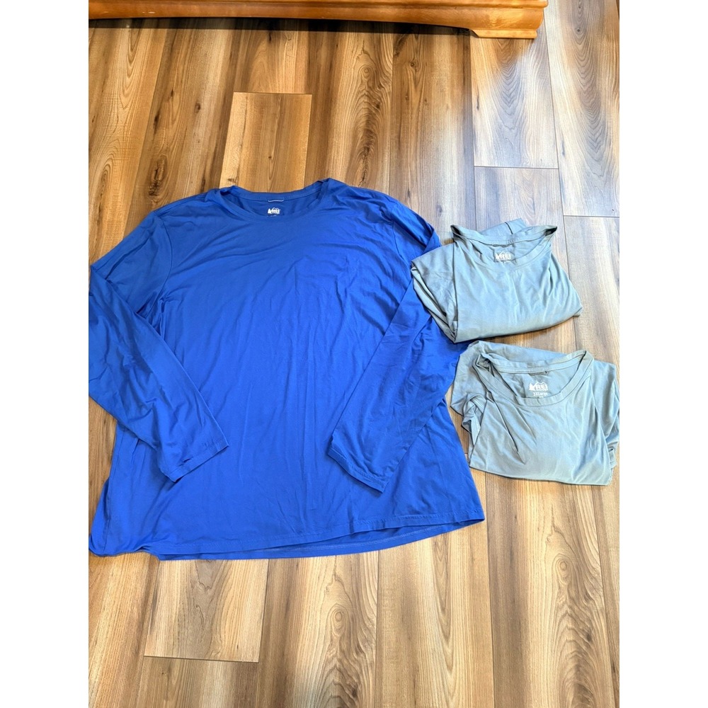 REI Long Sleeve Performance T-shirts Men's 3XL Blue Gray 3 Pack Lot